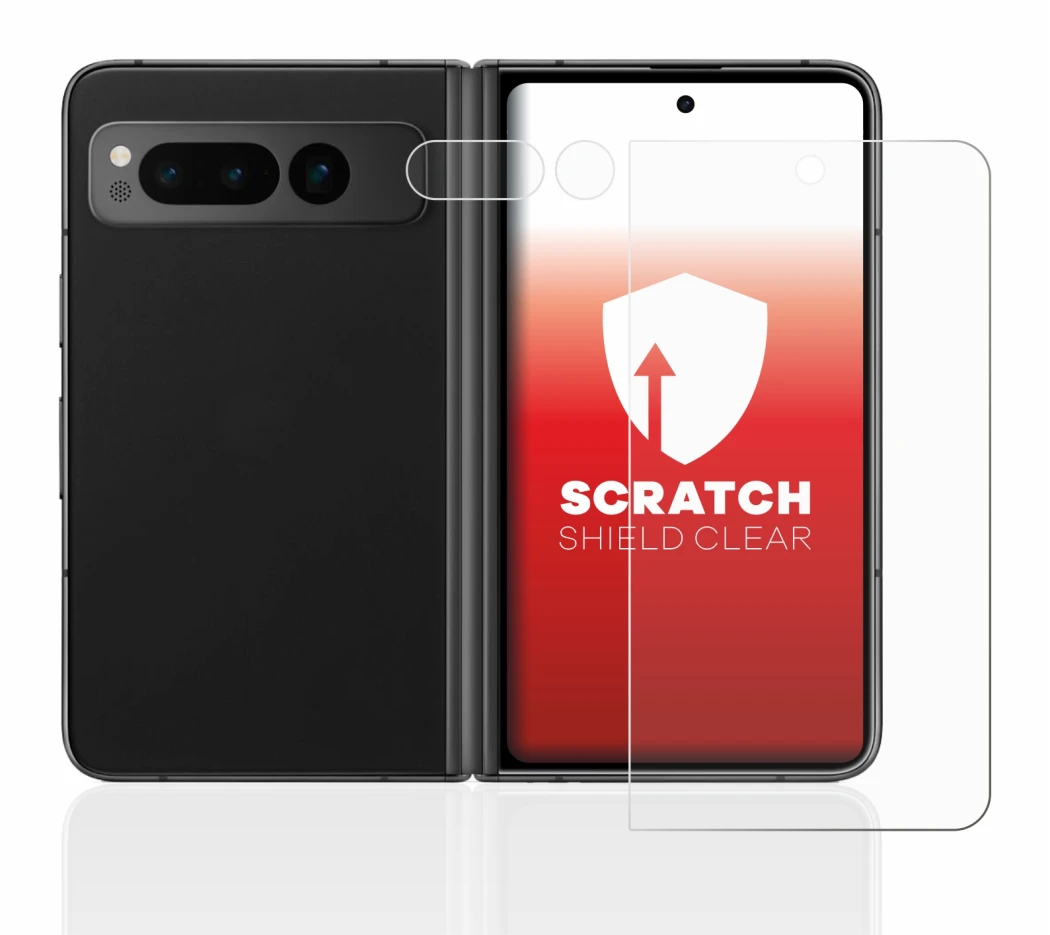 Image de l'appareil Google Pixel Fold (Avant+Caméra) avec une grande variété de protections d'écran.