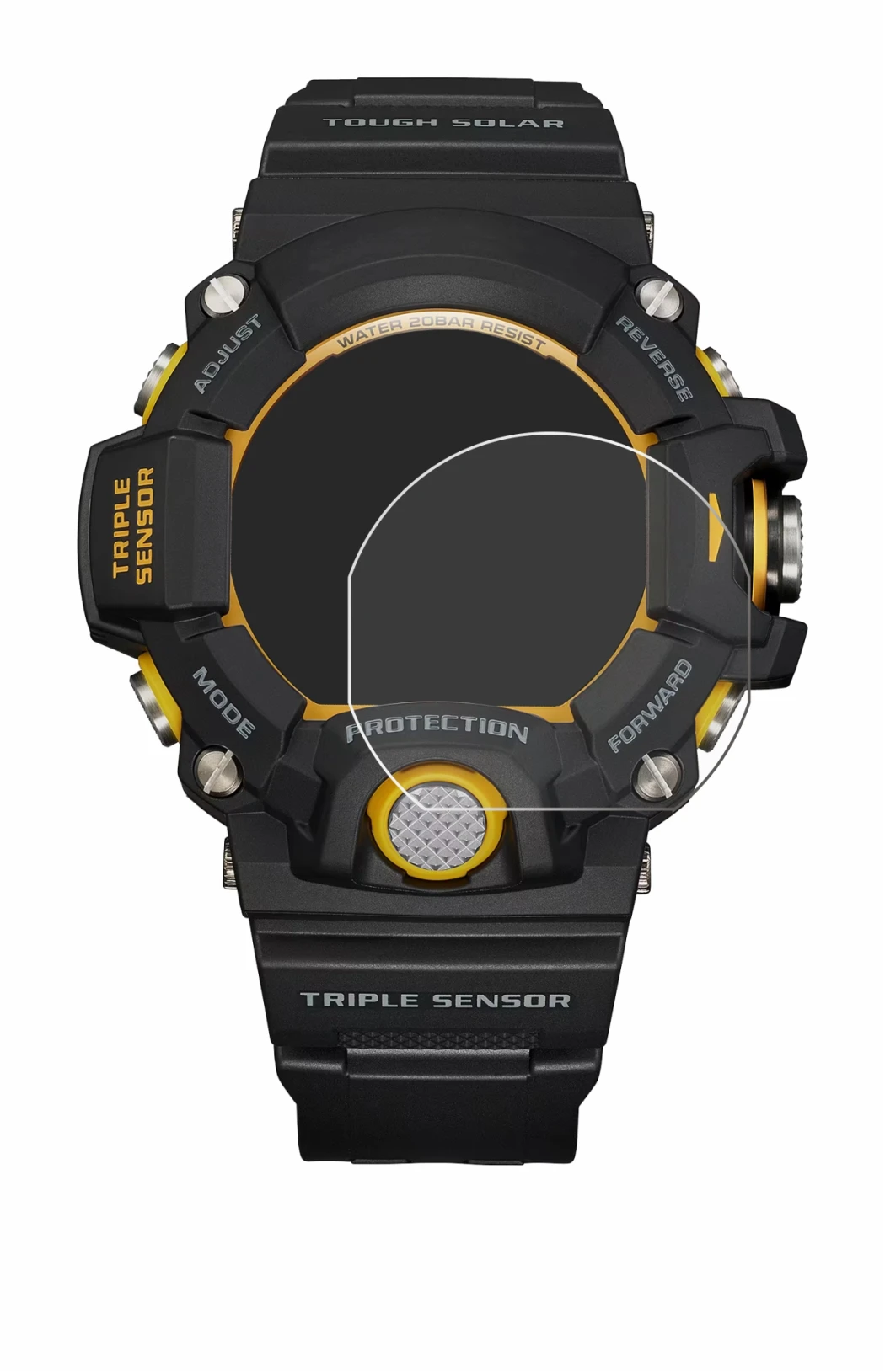 Image de l'appareil Casio G-Shock GW-9400Y-1 avec une grande variété de protections d'écran.