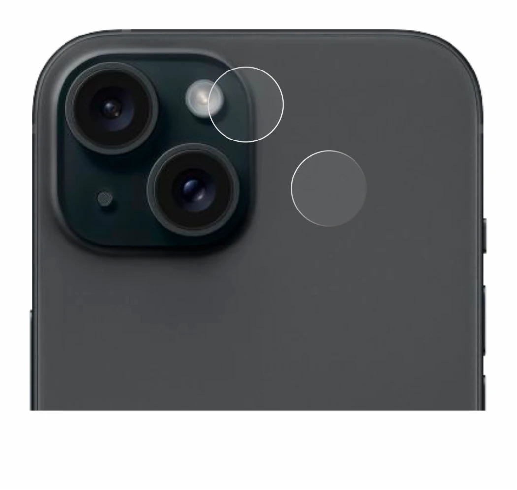 Image de l'appareil Apple iPhone 15 (Caméra UNIQUEMENT) avec une grande variété de protections d'écran.