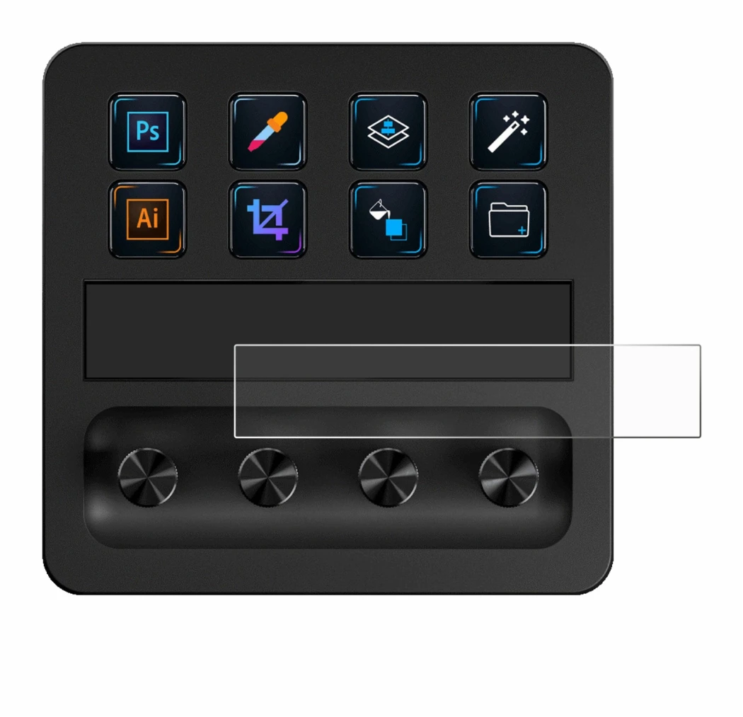 Image de l'appareil Elgato Stream Deck + avec une grande variété de protections d'écran.