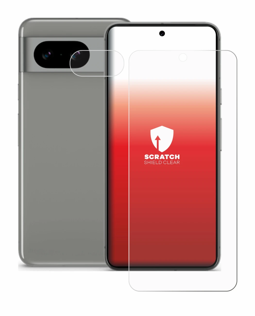 Image de l'appareil Google Pixel 8 (Avant+Caméra) avec une grande variété de protections d'écran.