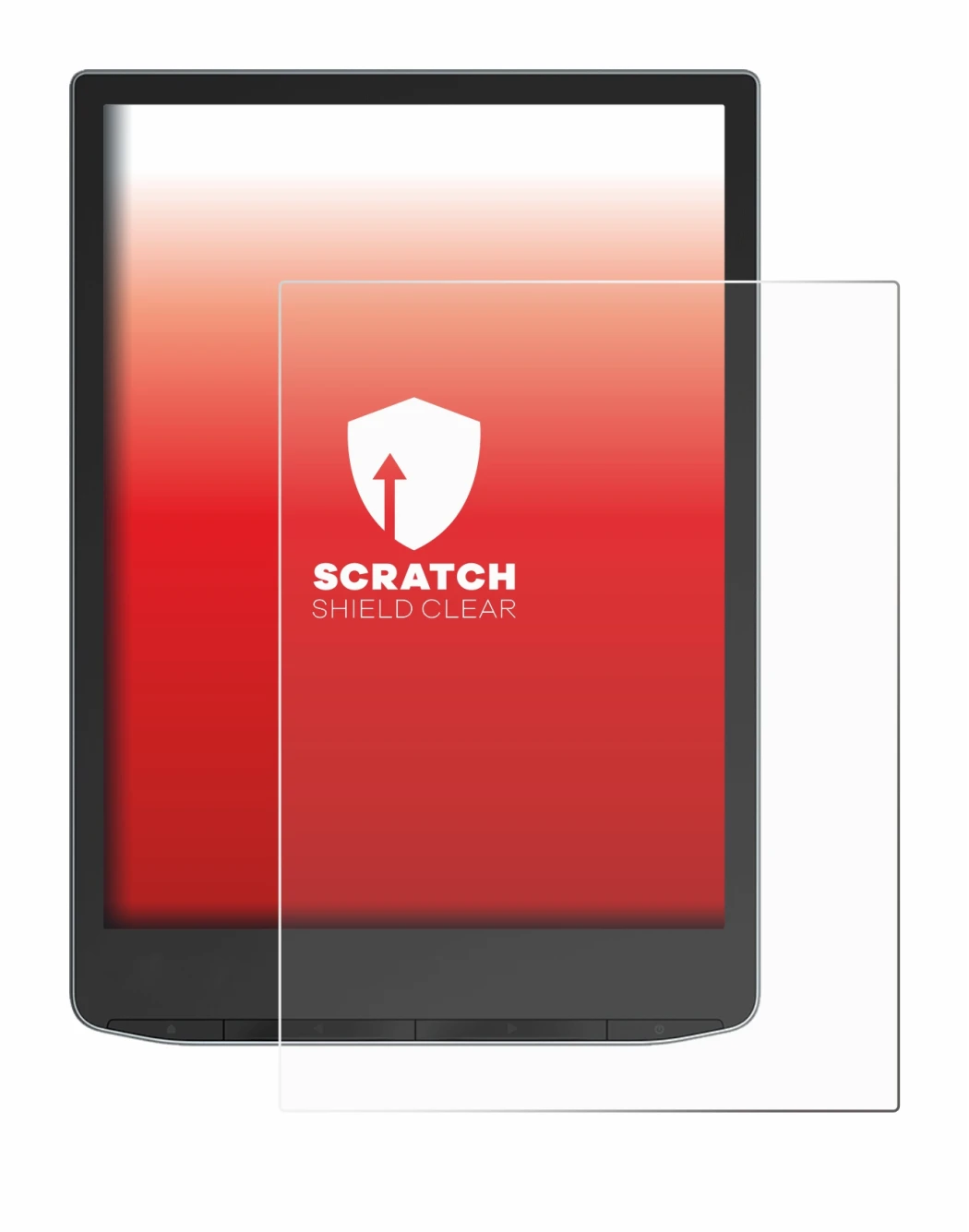 Image de l'appareil PocketBook InkPad Color 3 avec une grande variété de protections d'écran.