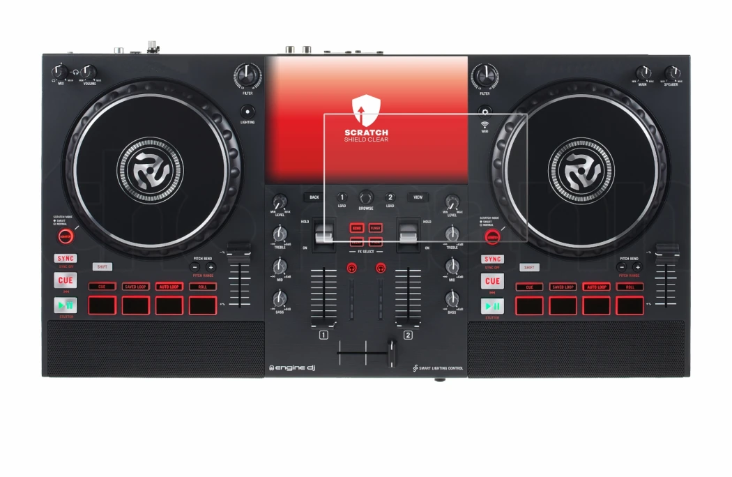 Image de l'appareil Numark Mixstream Pro+ avec une grande variété de protections d'écran.