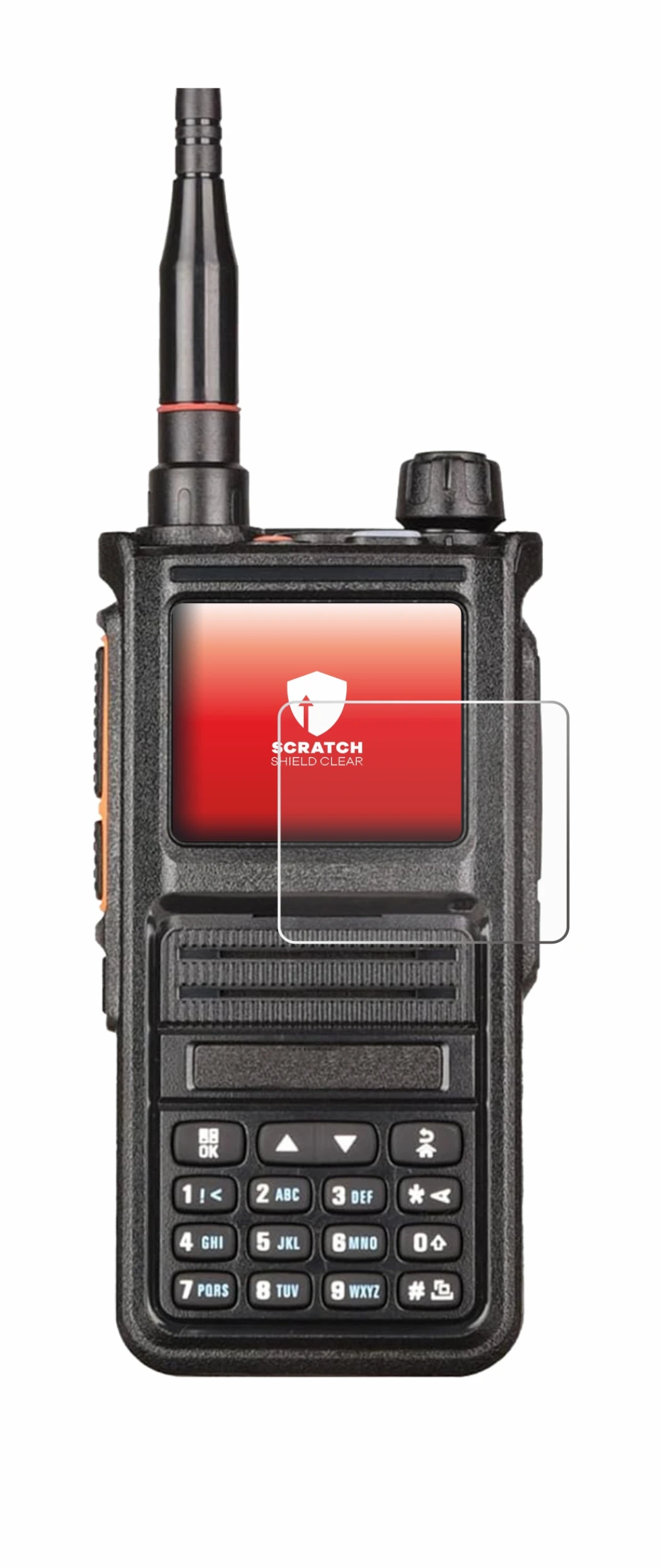 Image de l'appareil Radtel RT-470X avec une grande variété de protections d'écran.