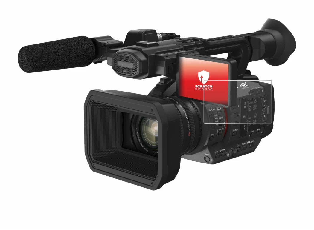 Image de l'appareil Panasonic HC-X2 avec une grande variété de protections d'écran.