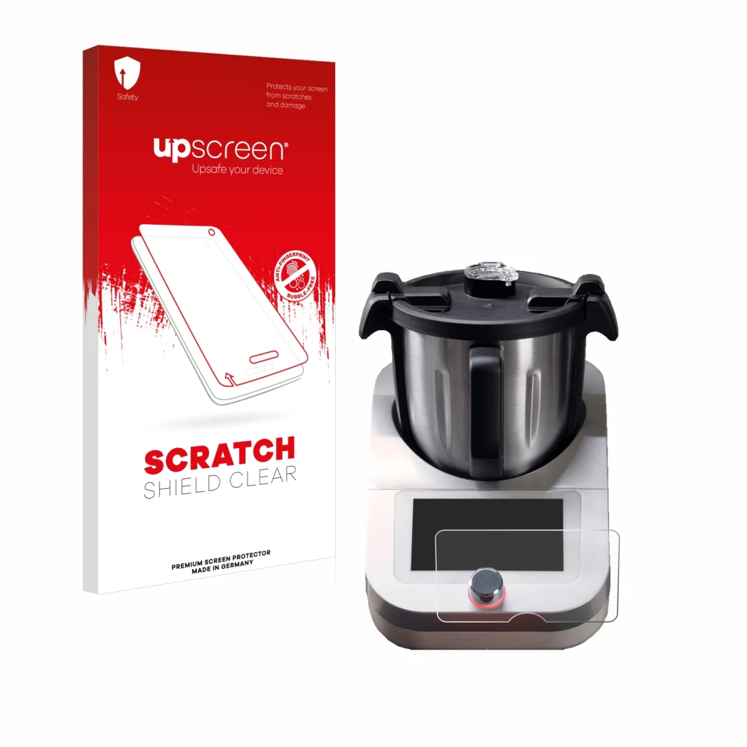 Face avant d’un emballage produit avec le logo de la marque upscreen. À côté, l’appareil Ufesa TotalChef RK7 est représenté av