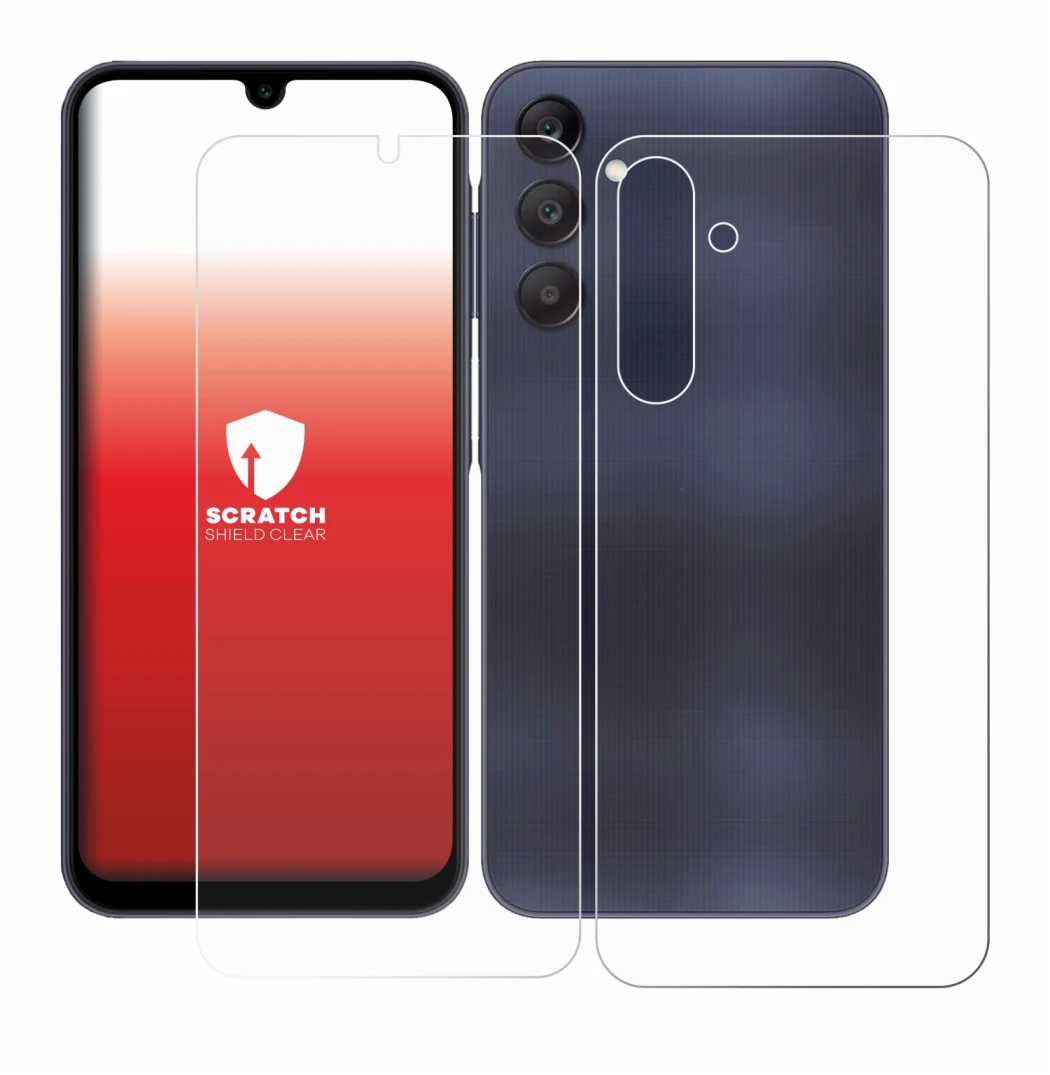 Image de l'appareil Samsung Galaxy A25 5G (Avant+Arrière) avec une grande variété de protections d'écran.