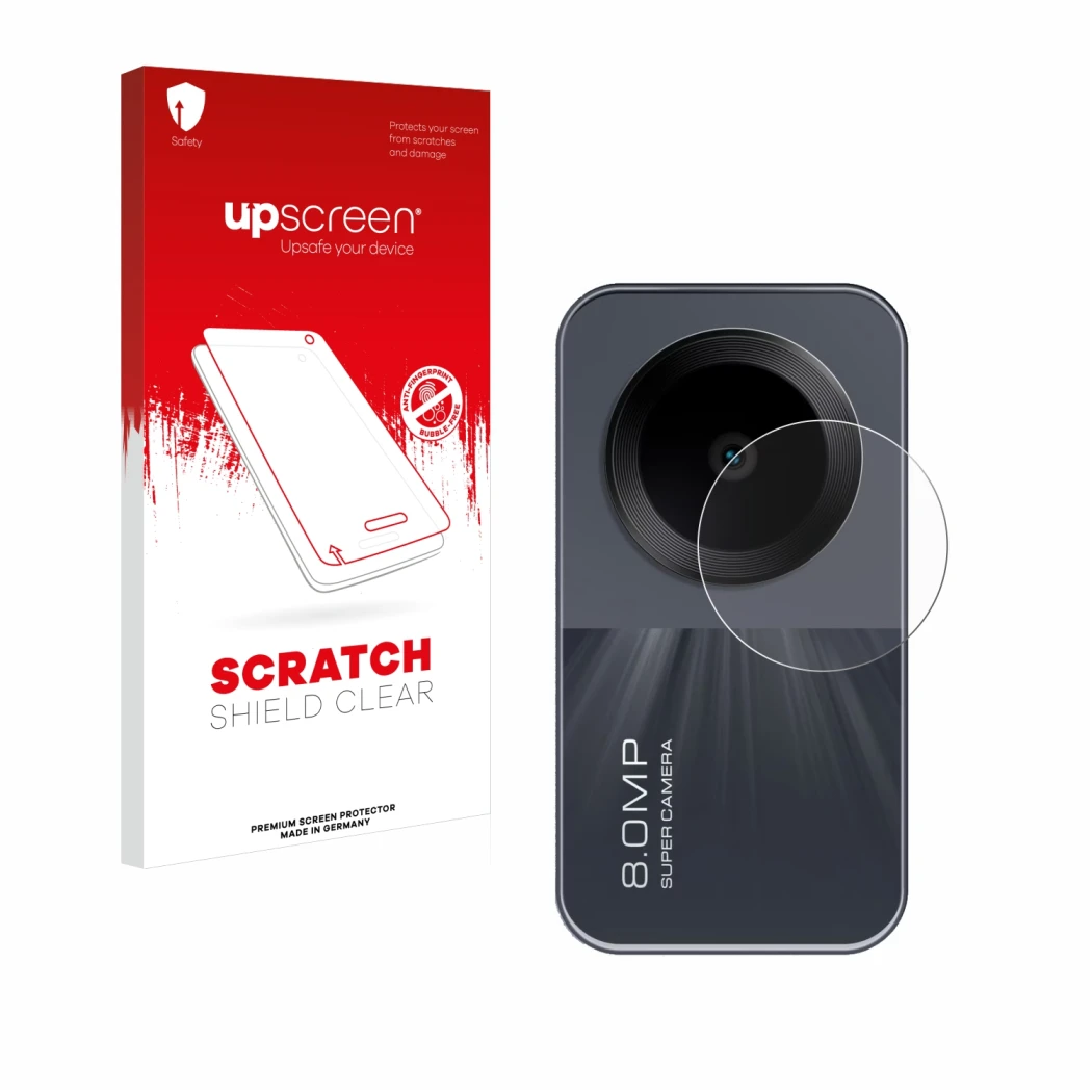 Face avant d’un emballage produit avec le logo de la marque upscreen. À côté, l’appareil Xiaomi Redmi Pad SE (Caméra UNIQUEMEN