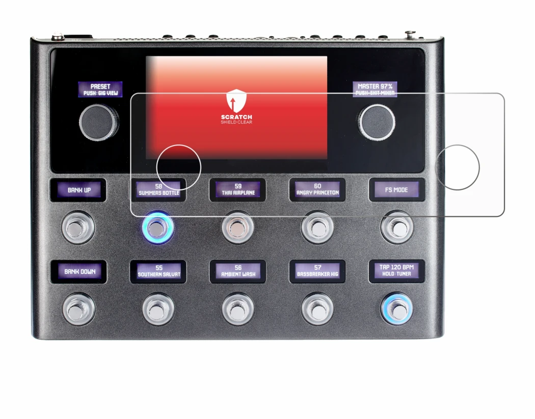 Image de l'appareil Fender Tone Master Pro avec une grande variété de protections d'écran.