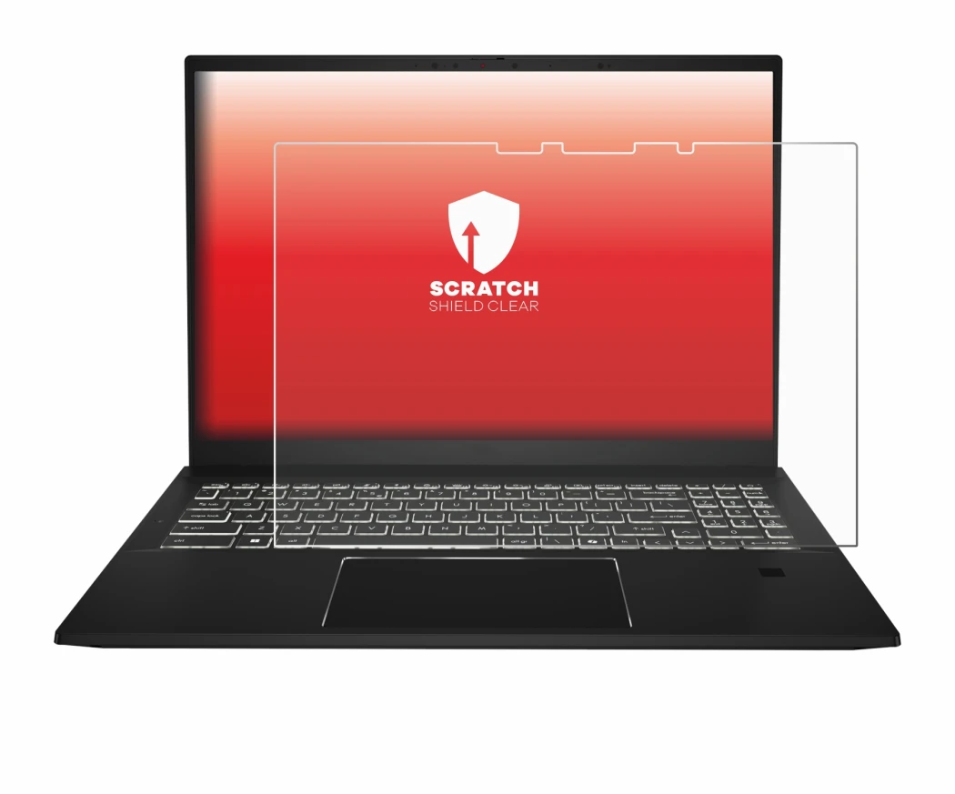 Image de l'appareil MSI Summit E16 AI Studio avec une grande variété de protections d'écran.