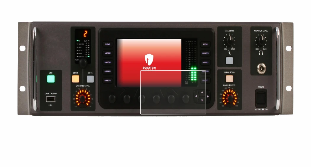 Image de l'appareil Behringer X32 Rack avec une grande variété de protections d'écran.