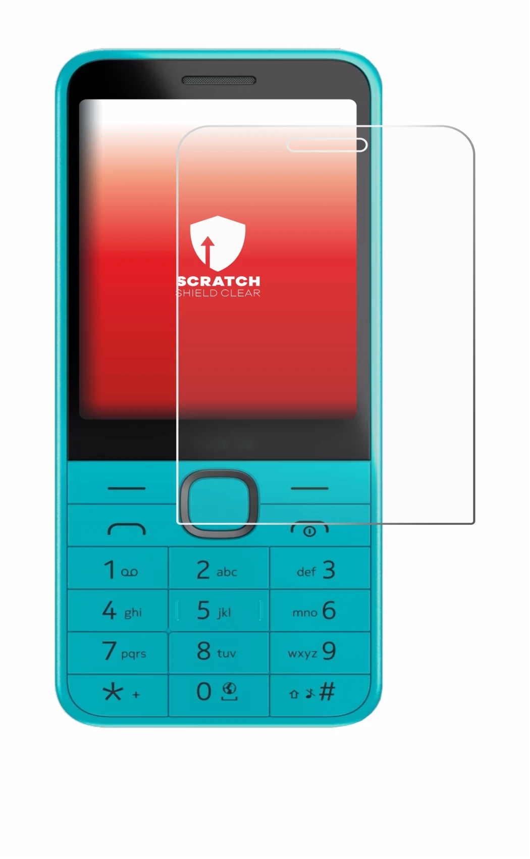 Image de l'appareil Nokia 235 4G (2024) avec une grande variété de protections d'écran.
