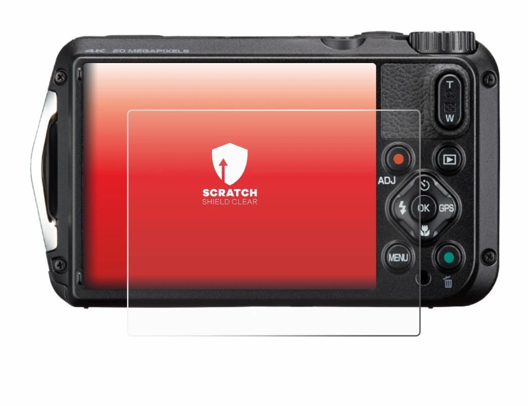 Image de l'appareil Ricoh Pentax WG-8 avec une grande variété de protections d'écran.