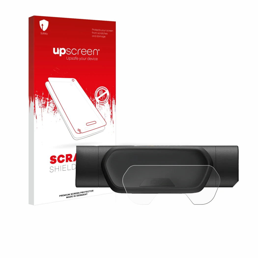 Face avant d’un emballage produit avec le logo de la marque upscreen. À côté, l’appareil Segway Ninebot eKickScooter E2 Pro es