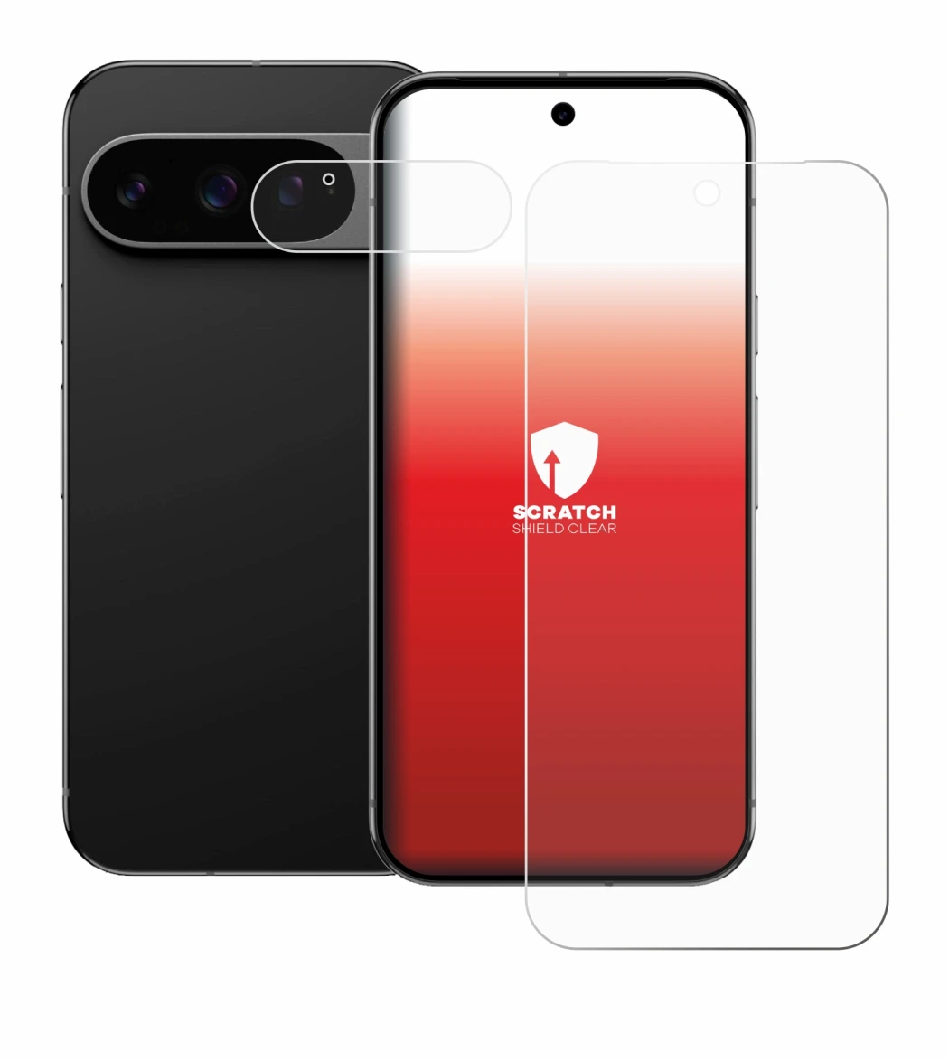 Image de l'appareil Google Pixel 9 Pro XL (Avant+Caméra) avec une grande variété de protections d'écran.