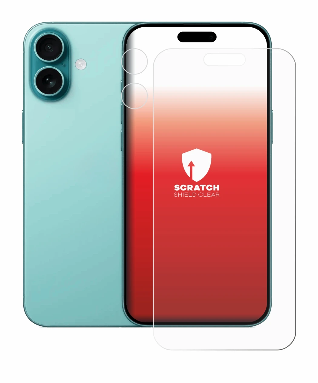 Image de l'appareil Apple iPhone 16 Plus (Avant+Caméra) avec une grande variété de protections d'écran.