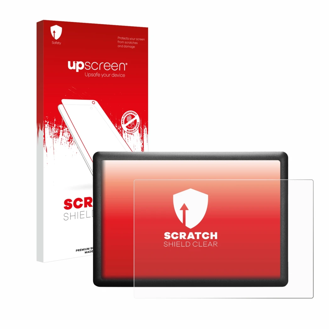 Face avant d’un emballage produit avec le logo de la marque upscreen. À côté, l’appareil Wacom One S CTL-472-S est représenté