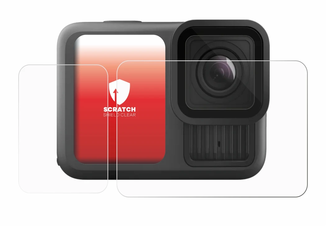 Image de l'appareil GoPro Hero 13 Black avec une grande variété de protections d'écran.