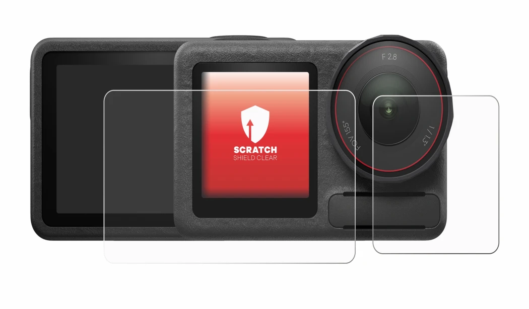 Image de l'appareil DJI Osmo Action 5 Pro (case-friendly) avec une grande variété de protections d'écran.