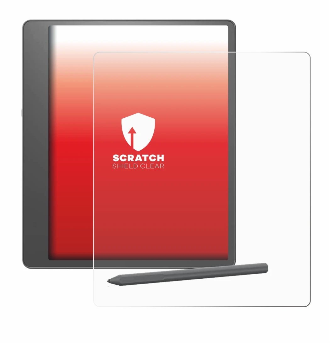 Image de l'appareil Amazon Kindle Scribe 2024 avec une grande variété de protections d'écran.