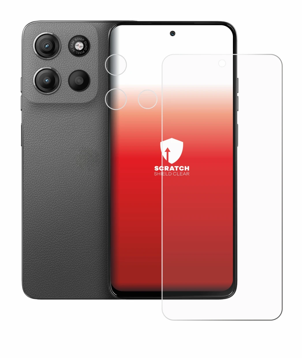 Image de l'appareil Motorola Moto G15 (Avant+Caméra) avec une grande variété de protections d'écran.
