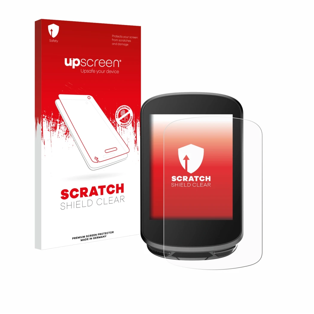 Face avant d’un emballage produit avec le logo de la marque upscreen. À côté, l’appareil Magene C506 est représenté avec la pr
