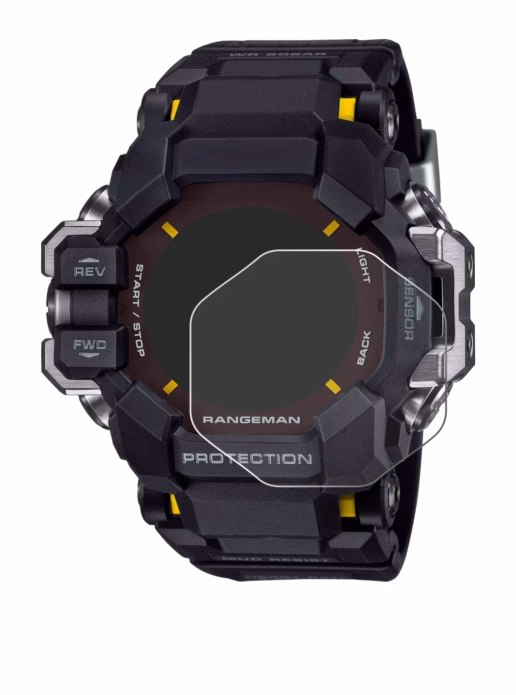Image de l'appareil Casio G-Shock GPR-H 1000 avec une grande variété de protections d'écran.