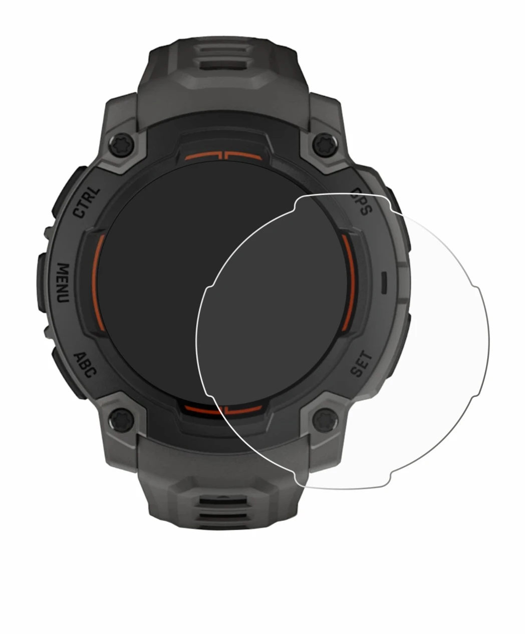 Image de l'appareil Garmin Instinct E (45 mm) avec une grande variété de protections d'écran.