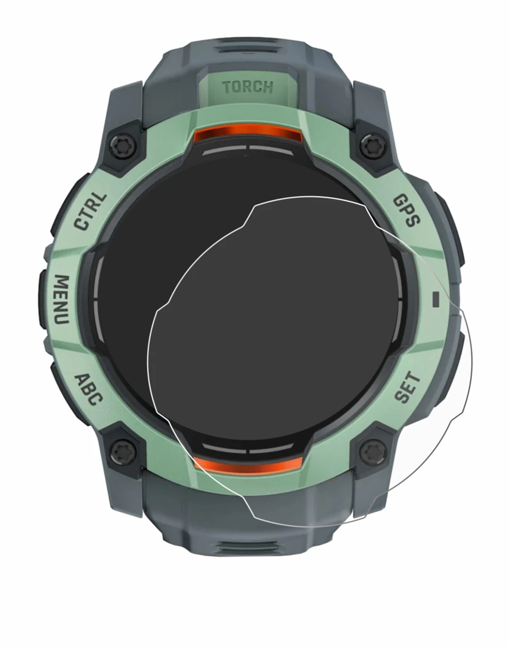 Image de l'appareil Garmin Instinct 3 AMOLED (45 mm) avec une grande variété de protections d'écran.