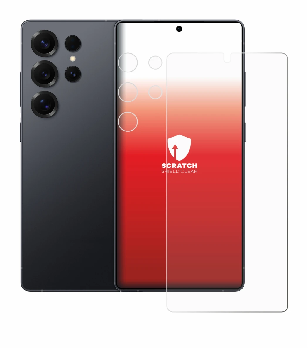 Image de l'appareil Samsung Galaxy S25 Ultra (Avant+Caméra) avec une grande variété de protections d'écran.