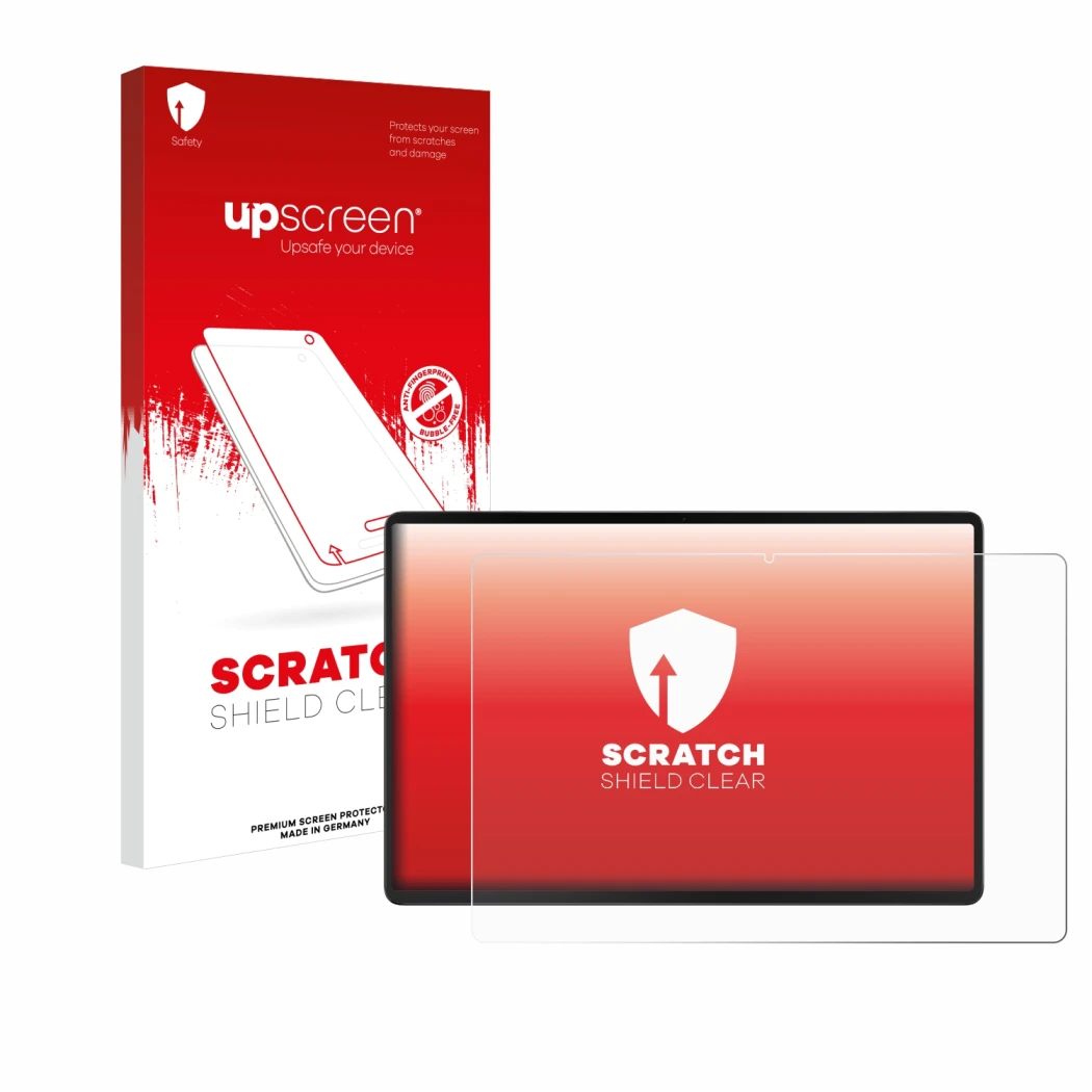 Face avant d’un emballage produit avec le logo de la marque upscreen. À côté, l’appareil Acer Iconia X12 est représenté avec l