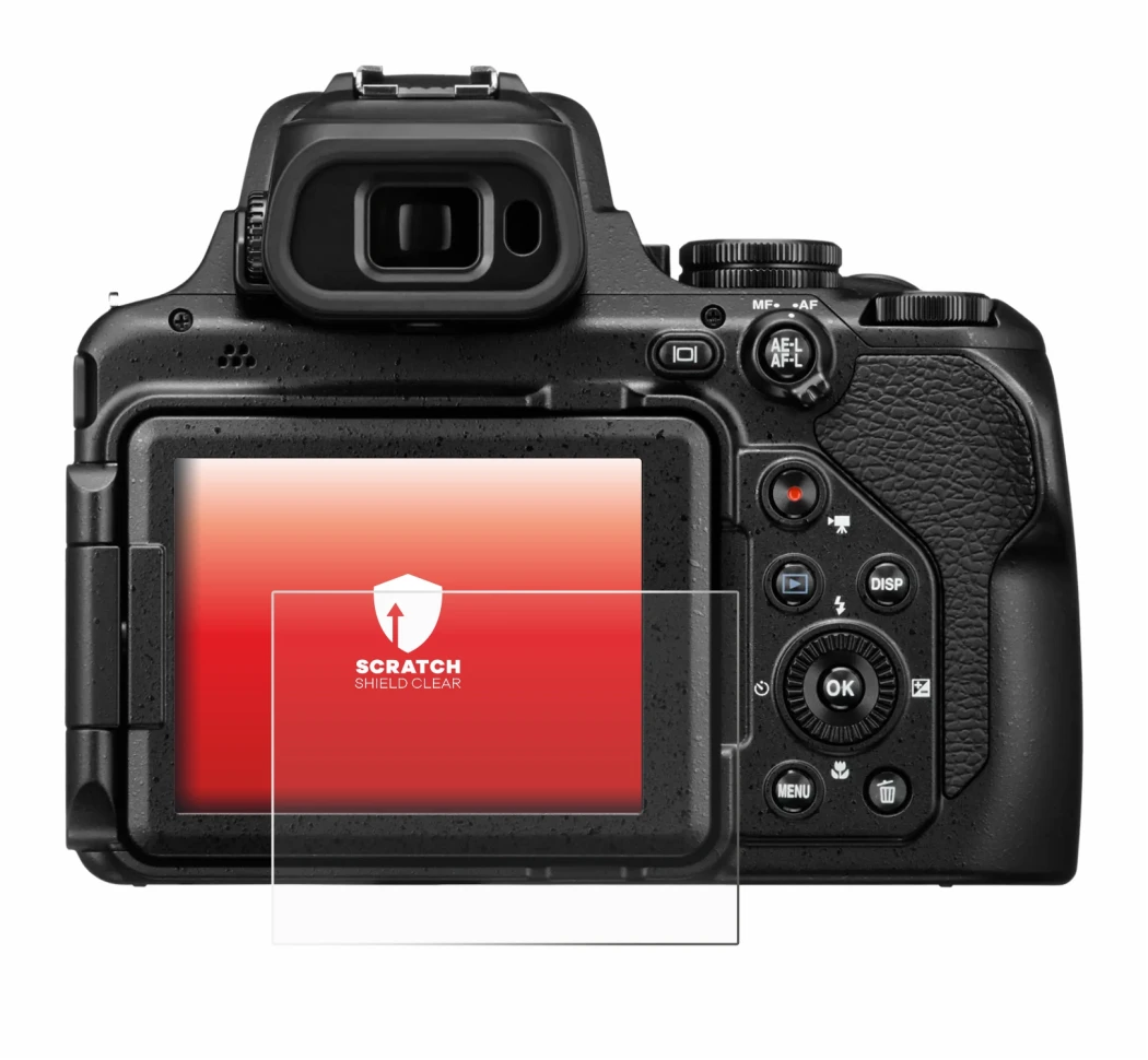 Image de l'appareil Nikon Coolpix P1100 avec une grande variété de protections d'écran.