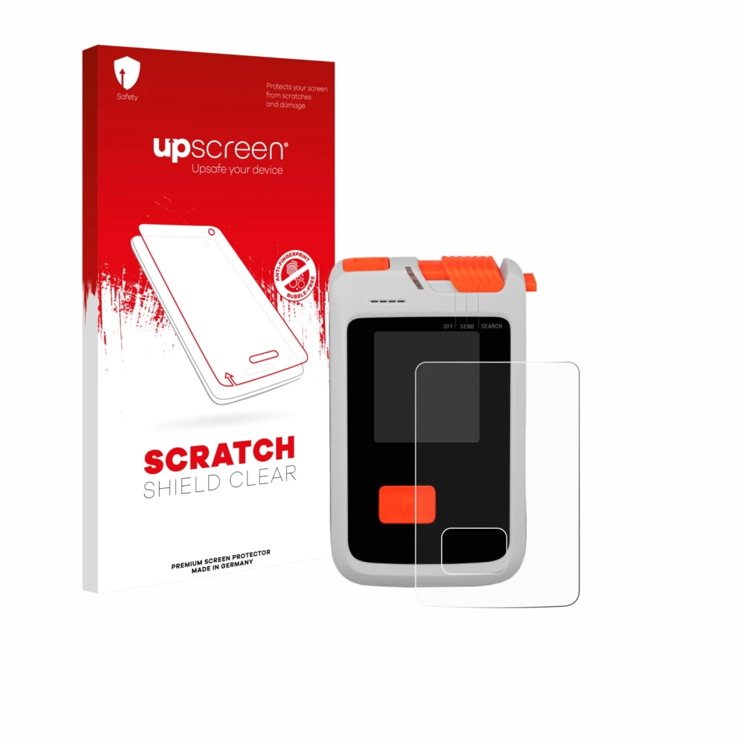 Face avant d’un emballage produit avec le logo de la marque upscreen. À côté, l’appareil Mammut Barryvox Barryvox 2 est représ