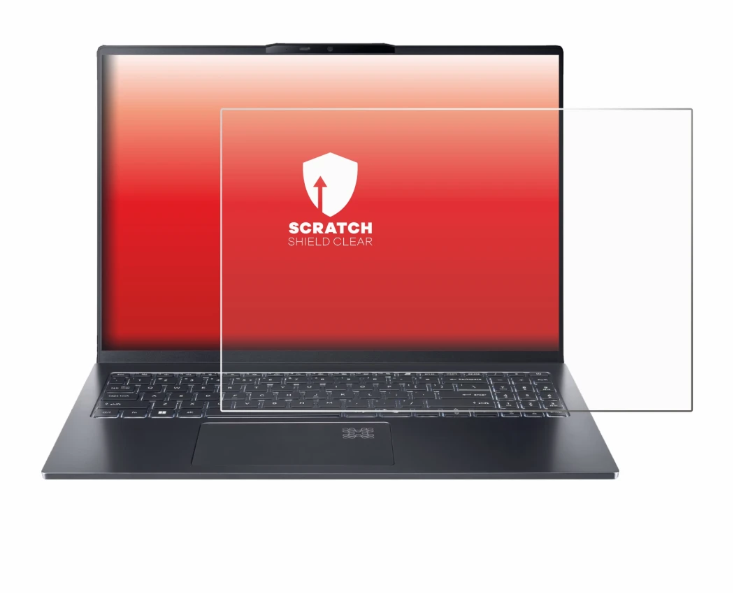Image de l'appareil Acer Swift Go 16 AI avec une grande variété de protections d'écran.
