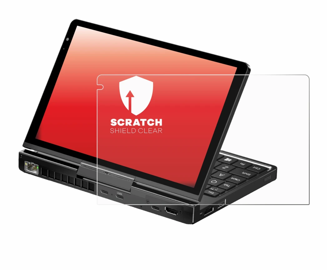 Image de l'appareil GPD Pocket 4 avec une grande variété de protections d'écran.