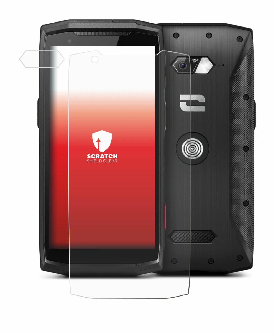 Image de l'appareil Crosscall Core-M5 (Avant+Caméra) avec une grande variété de protections d'écran.