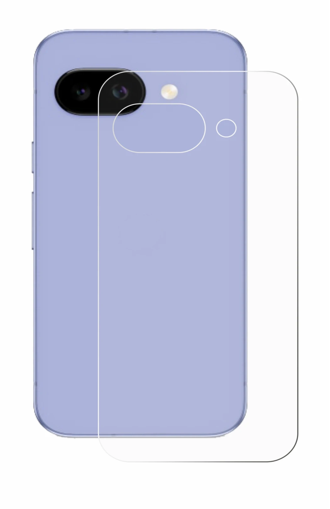 Image de l'appareil Google Pixel 9a (Arrière) avec une grande variété de protections d'écran.