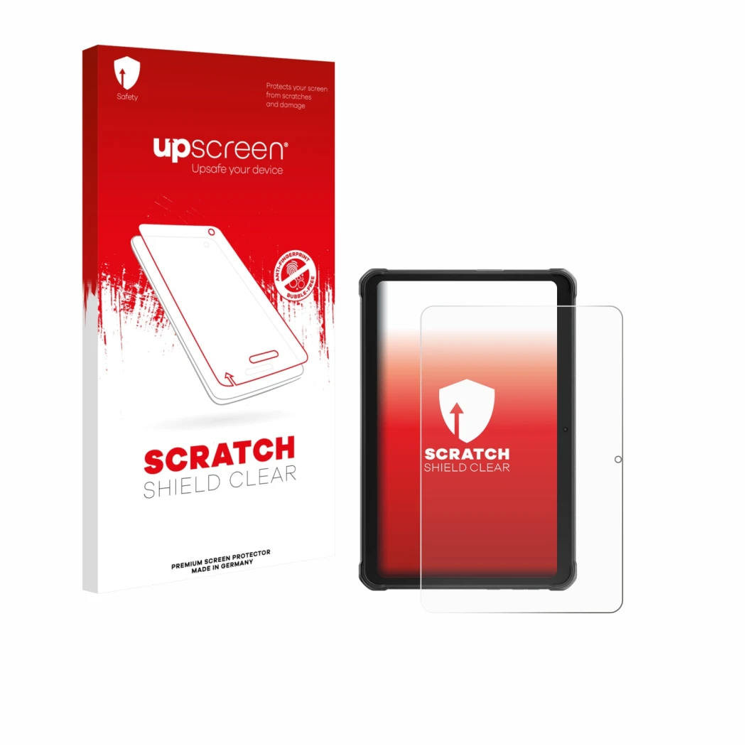 Face avant d’un emballage produit avec le logo de la marque upscreen. À côté, l’appareil Hotwav R10 Pro est représenté avec la