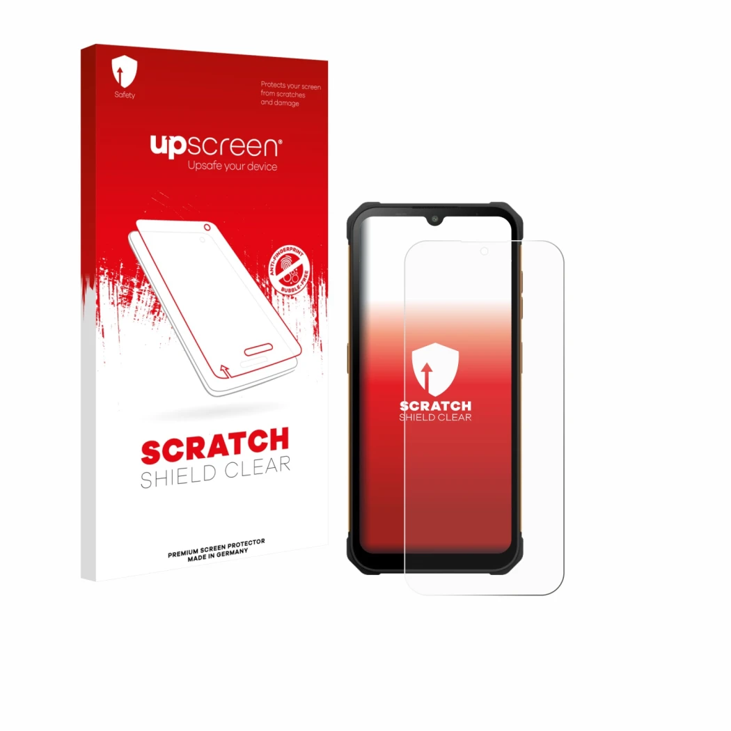 Face avant d’un emballage produit avec le logo de la marque upscreen. À côté, l’appareil Hammer Iron Va est représenté avec la