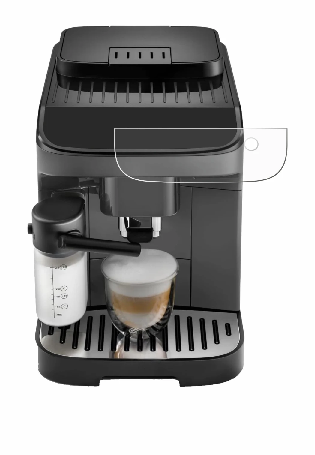 Image de l'appareil DeLonghi Magnifica Evo avec une grande variété de protections d'écran.