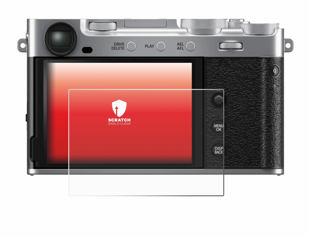 Image de l'appareil Fujifilm X-E5 avec une grande variété de protections d'écran.