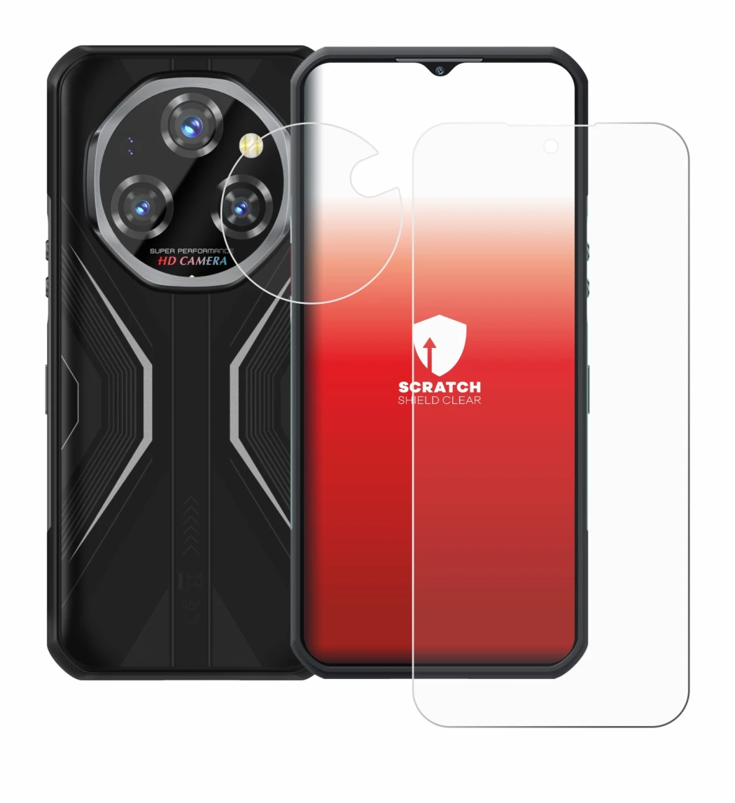 Image de l'appareil Oukitel WP55 Pro (Avant+Caméra) avec une grande variété de protections d'écran.