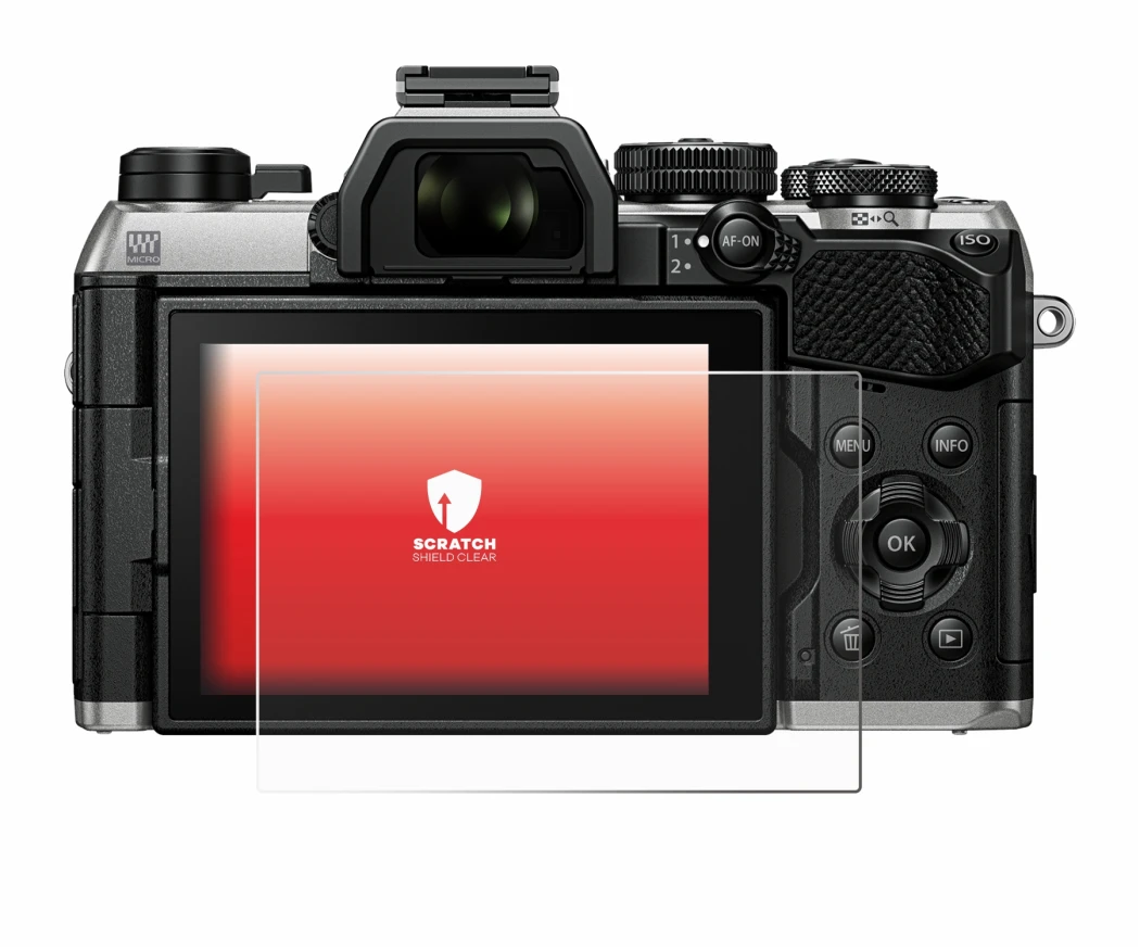 Image de l'appareil Olympus OM System OM-5 Mark II avec une grande variété de protections d'écran.