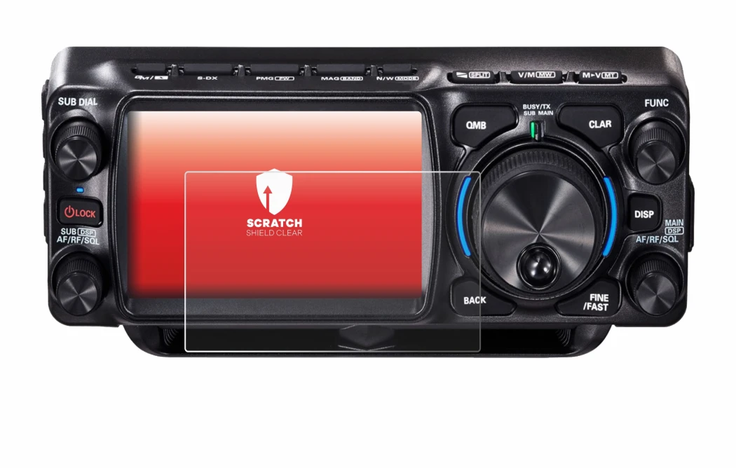Image de l'appareil Yaesu FTX-1 avec une grande variété de protections d'écran.