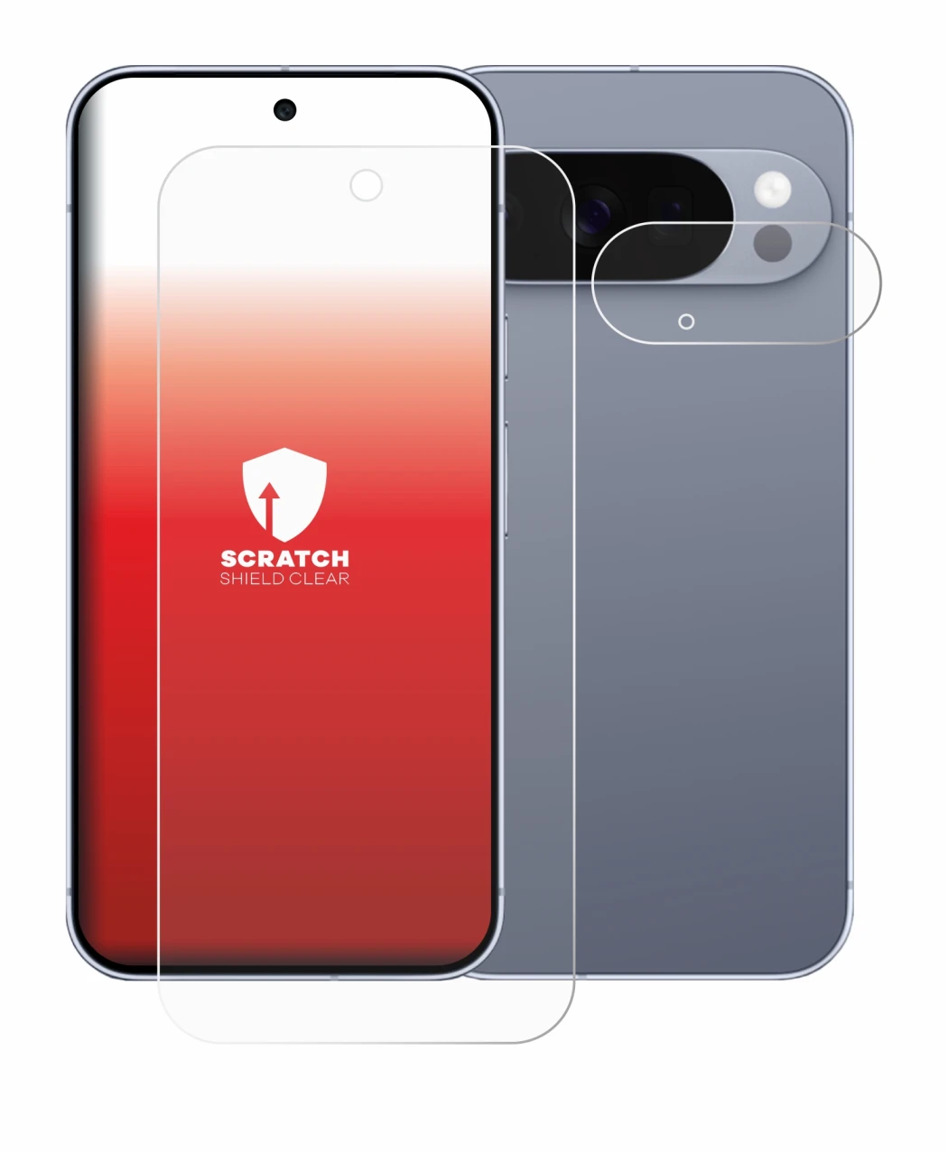 Image de l'appareil Google Pixel 10 Pro (Avant+Caméra) avec une grande variété de protections d'écran.