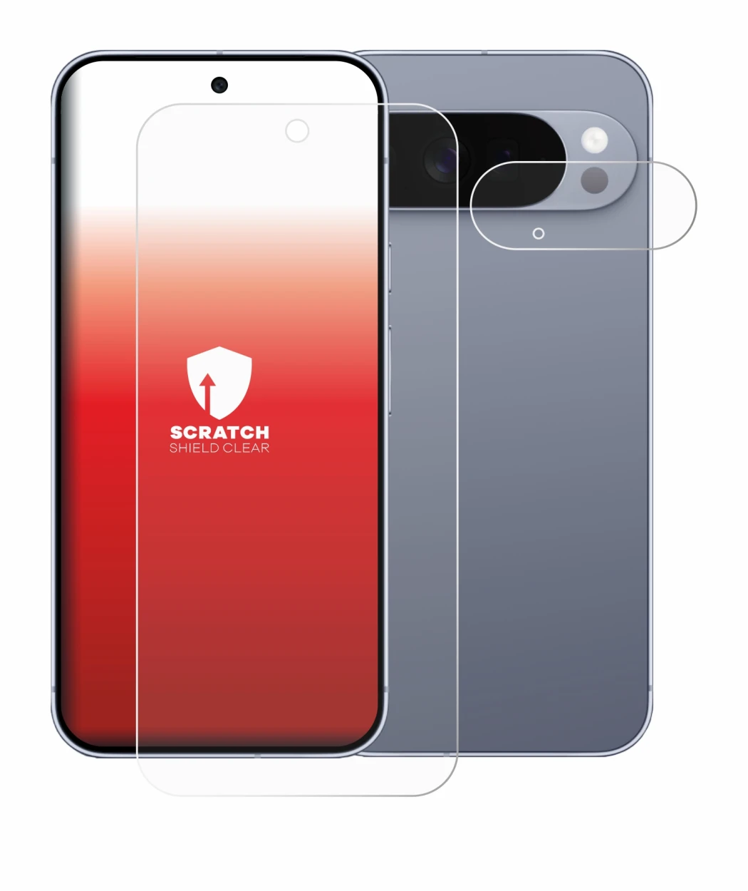 Image de l'appareil Google Pixel 10 Pro XL (Avant+Caméra) avec une grande variété de protections d'écran.