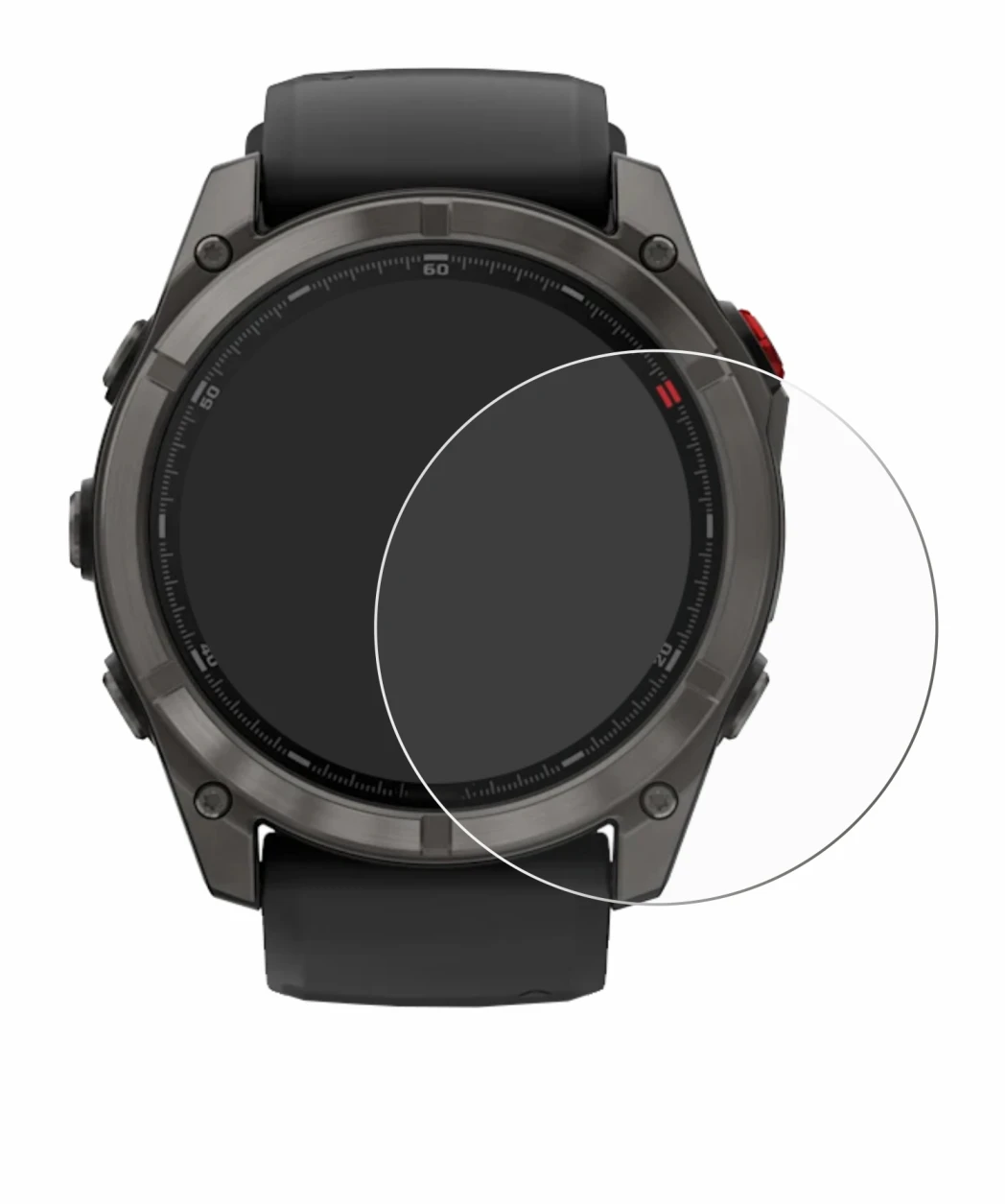 Image de l'appareil Garmin Fenix 8 Pro AMOLED (51 mm) avec une grande variété de protections d'écran.