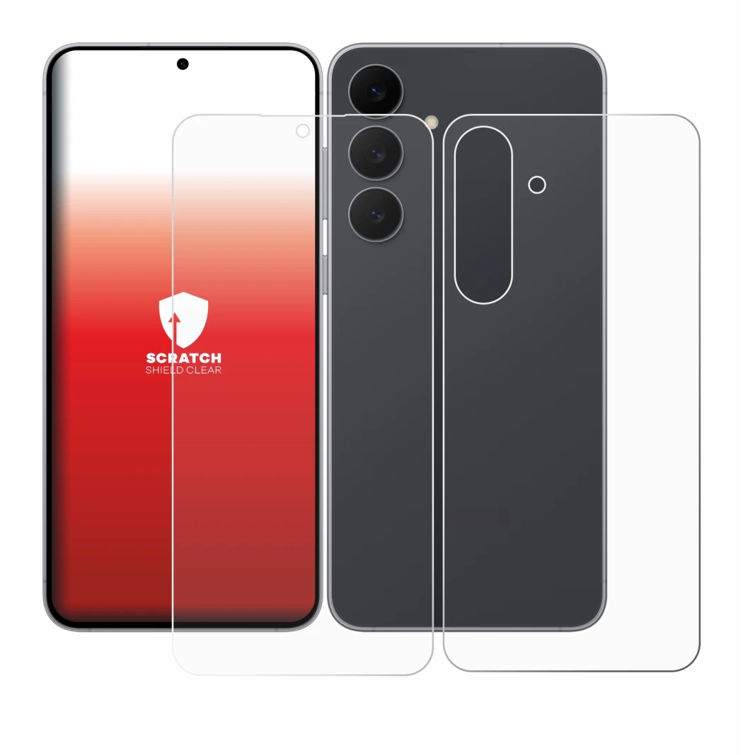 Image de l'appareil Samsung Galaxy S25 FE (Avant+Arrière) avec une grande variété de protections d'écran.