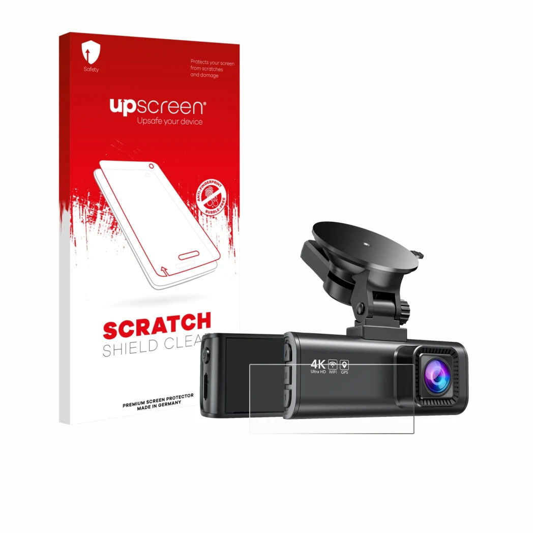 Face avant d’un emballage produit avec le logo de la marque upscreen. À côté, l’appareil Redtiger F7NP est représenté avec la
