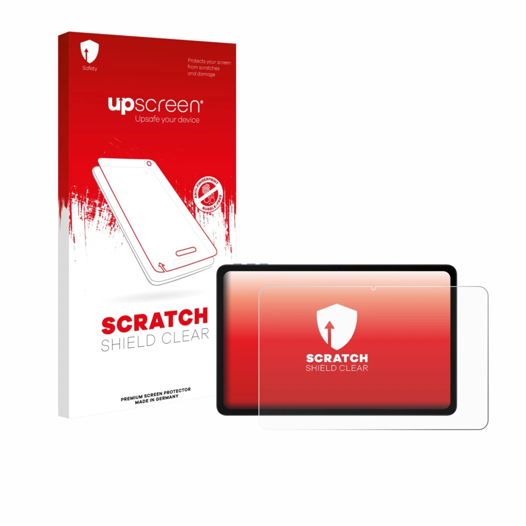 Face avant d’un emballage produit avec le logo de la marque upscreen. À côté, l’appareil Doogee U12 est représenté avec la pro